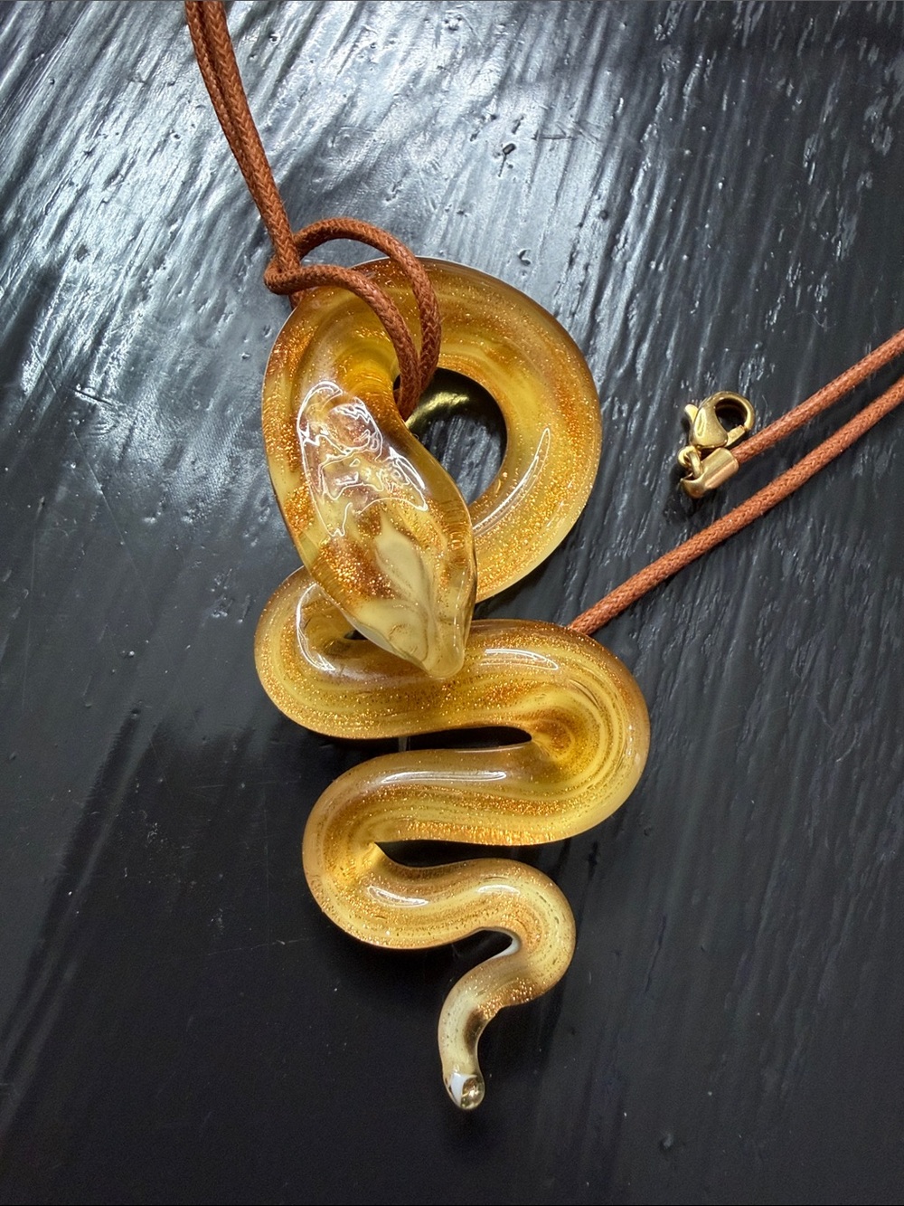 Venetiaurum Glass Snake Pendant Necklace